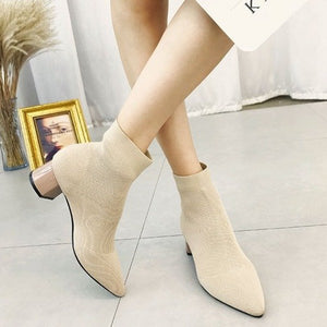Pointed Toe Yarn  Ankle Boots