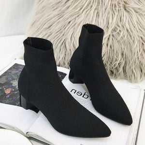 Pointed Toe Yarn  Ankle Boots