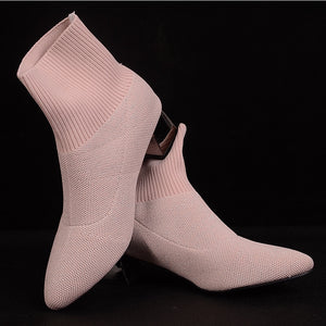Black pink socks boots