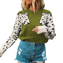 Load image into Gallery viewer, Autumn Winter Patchwork Leopard Sweater
