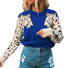Load image into Gallery viewer, Autumn Winter Patchwork Leopard Sweater
