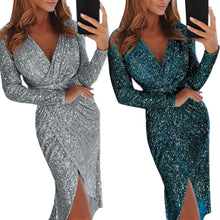 Load image into Gallery viewer, V Neck Slit Bodycon dress
