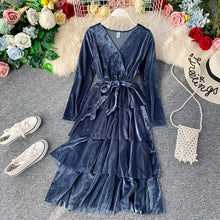 Load image into Gallery viewer, Velvet Ruffle Dress
