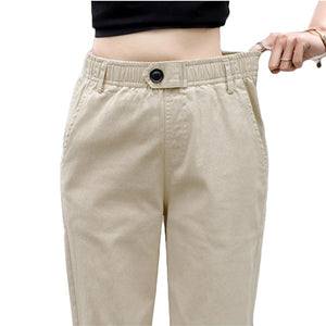 Beige High waist Casual Pants